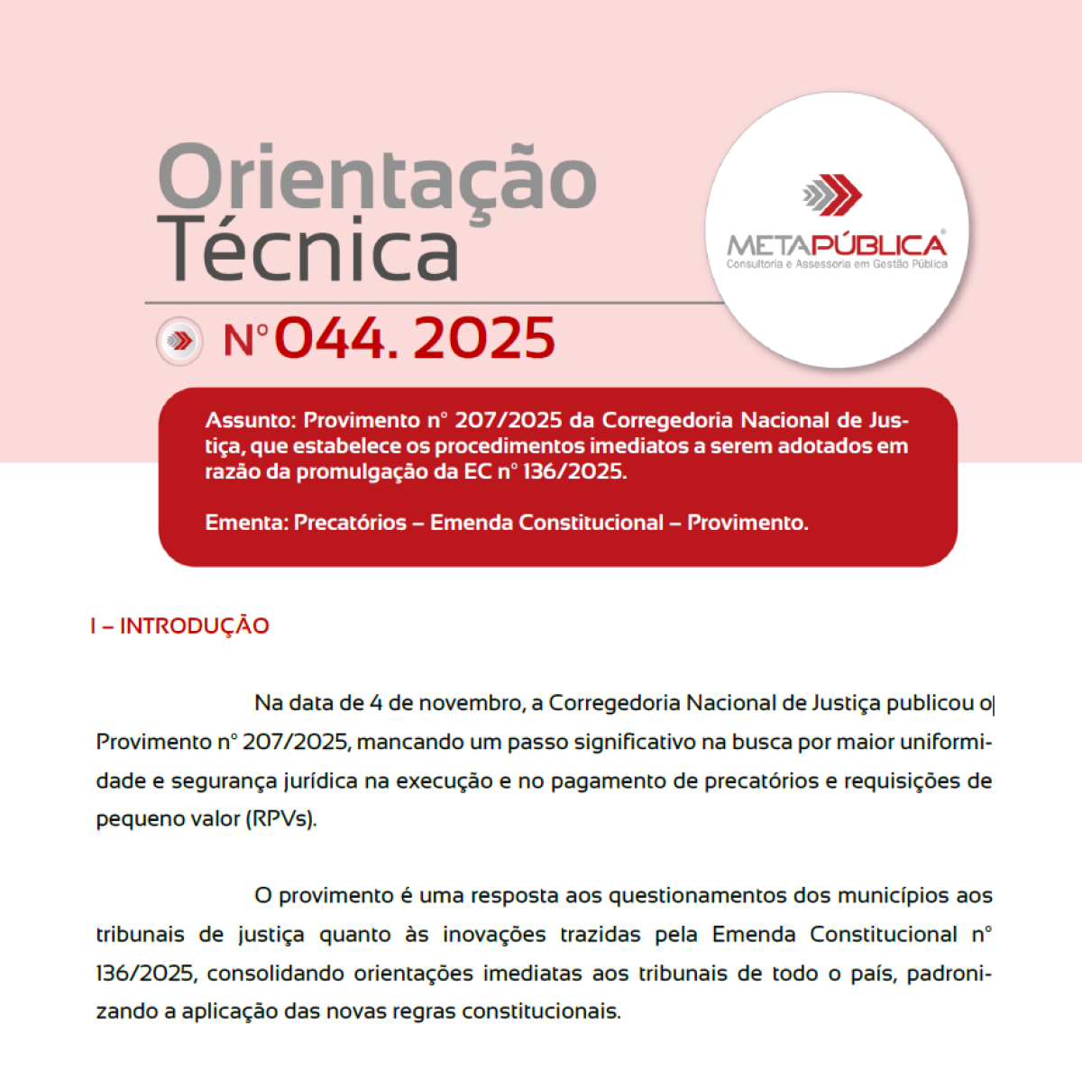 Imagem principal de ORIENTAÇÃO TÉCNICA Nº 44/2025
